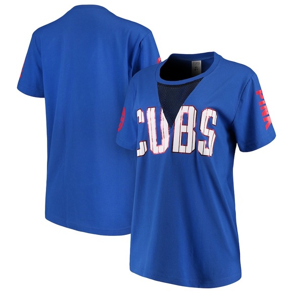 Chicago Cubs PINK by VS Women’s Royal Mesh Campus T-Shirt Blue Size XS or Small - Picture 3 of 3